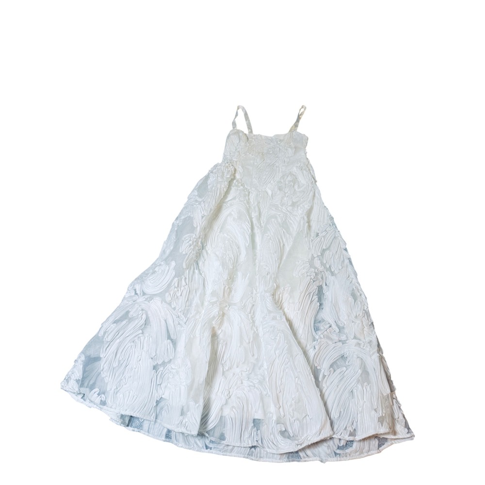 NWT Lulus Size Medium Perkins White Textured Lace-Up Corset Midi Dress - Picture 2 of 9